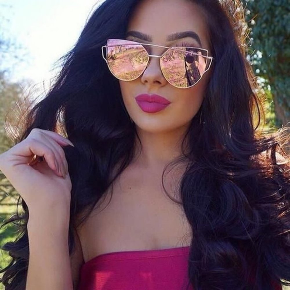 Rose Gold Reflective Sunglasses - Picture 3 of 4